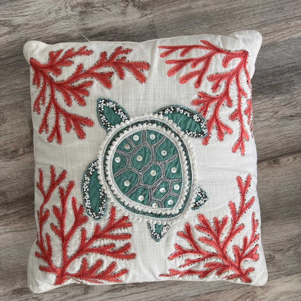 Two Coastal Beaded Pillows GUC with Zippers Beach Decor - Picture 3 of 7